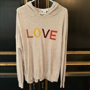 Rachel Zoe Beige Knit hooded Sweater with LOVE.